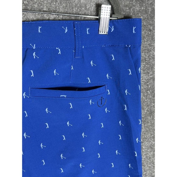 Tee Time Golf Shorts Mens Size 38 Stretch Blue Golfer Golfing Print Pockets - Picture 7 of 11